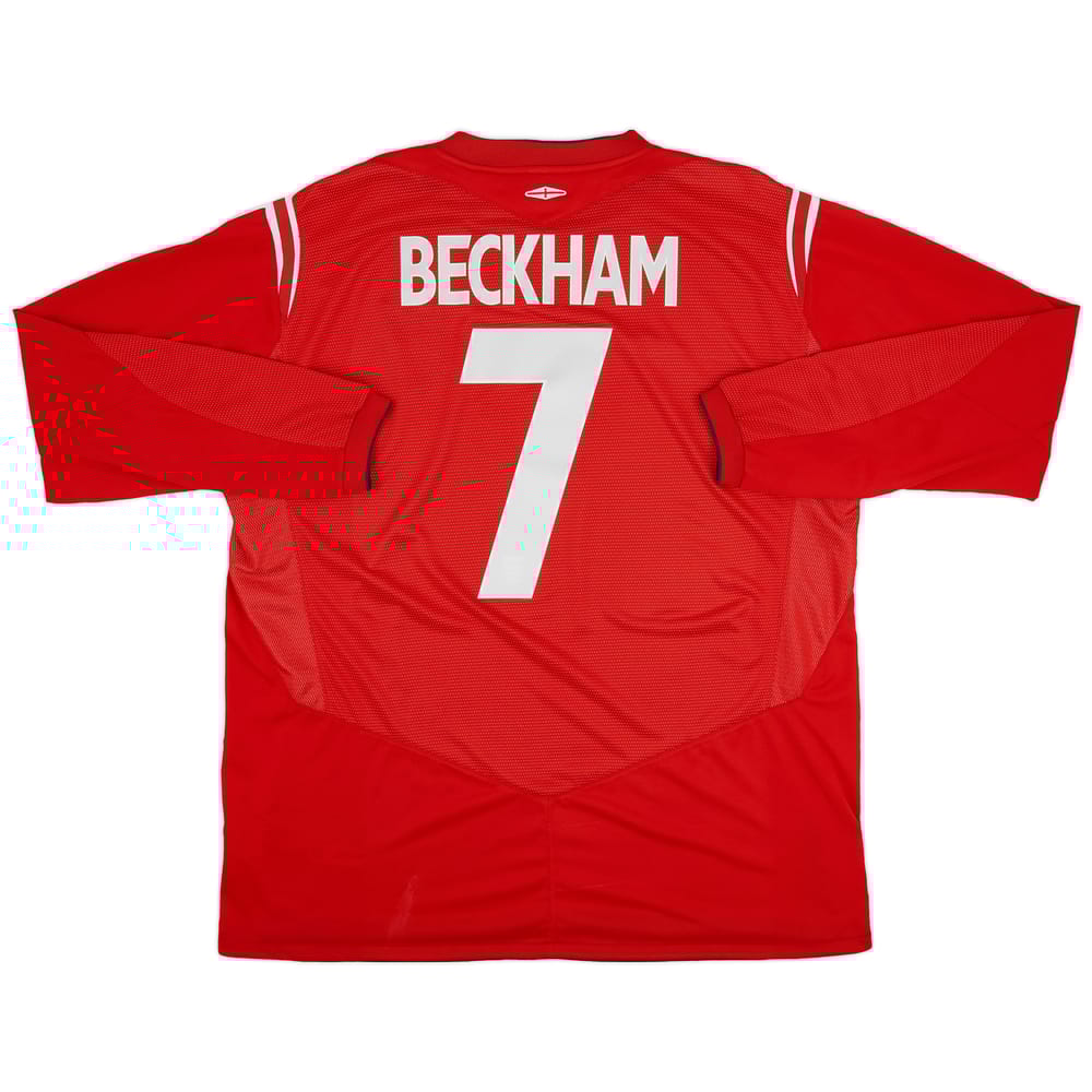 2004-06 England Away L/S Shirt Beckham #7 - 6/10 - (XXL)