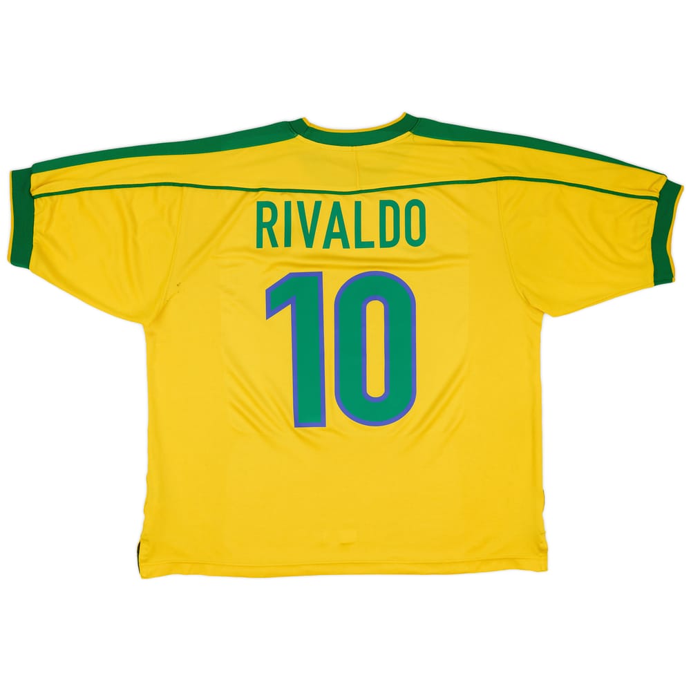 1998-00 Brazil Home Shirt Rivaldo #10 - 7/10 - (XL)