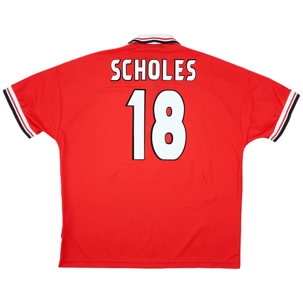 1998-00 Manchester United Home Shirt Scholes #18 - 9/10 - (XXL)