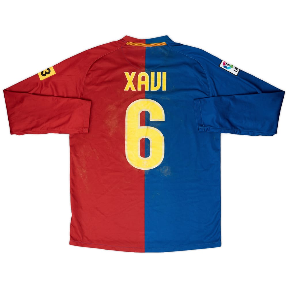 2008-09 Barcelona Home L/S Shirt Xavi #6 - 3/10 - (M)