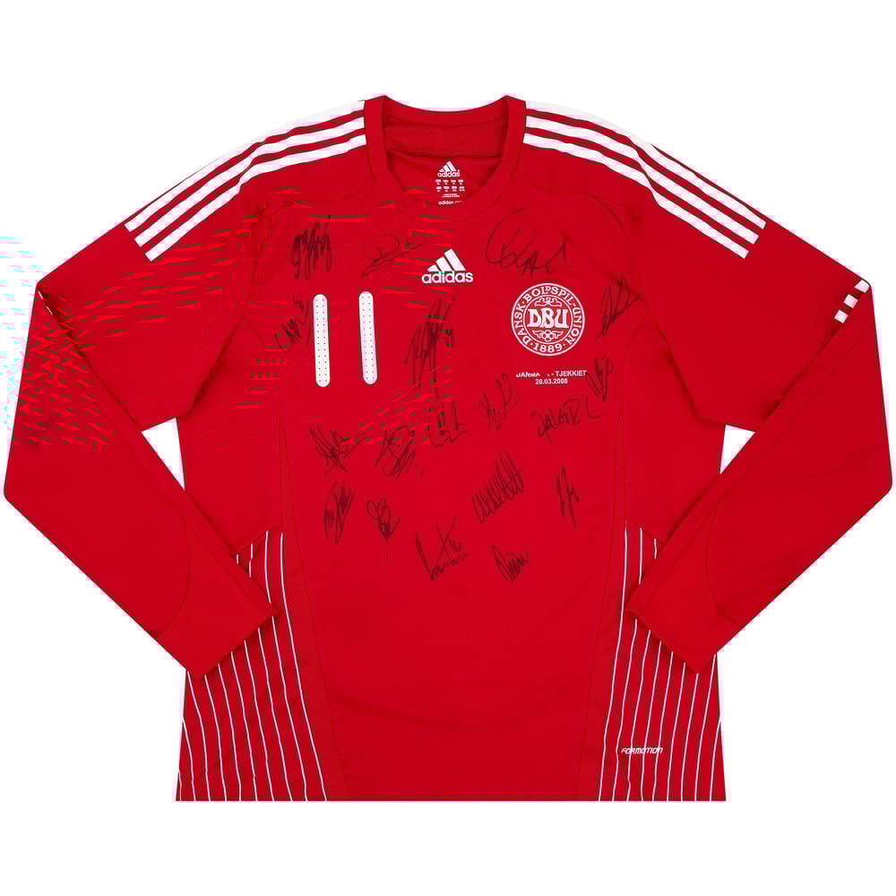 2008 Denmark Match Worn Signed Home L/S Shirt #11 (Bendtner) v Czech Republic