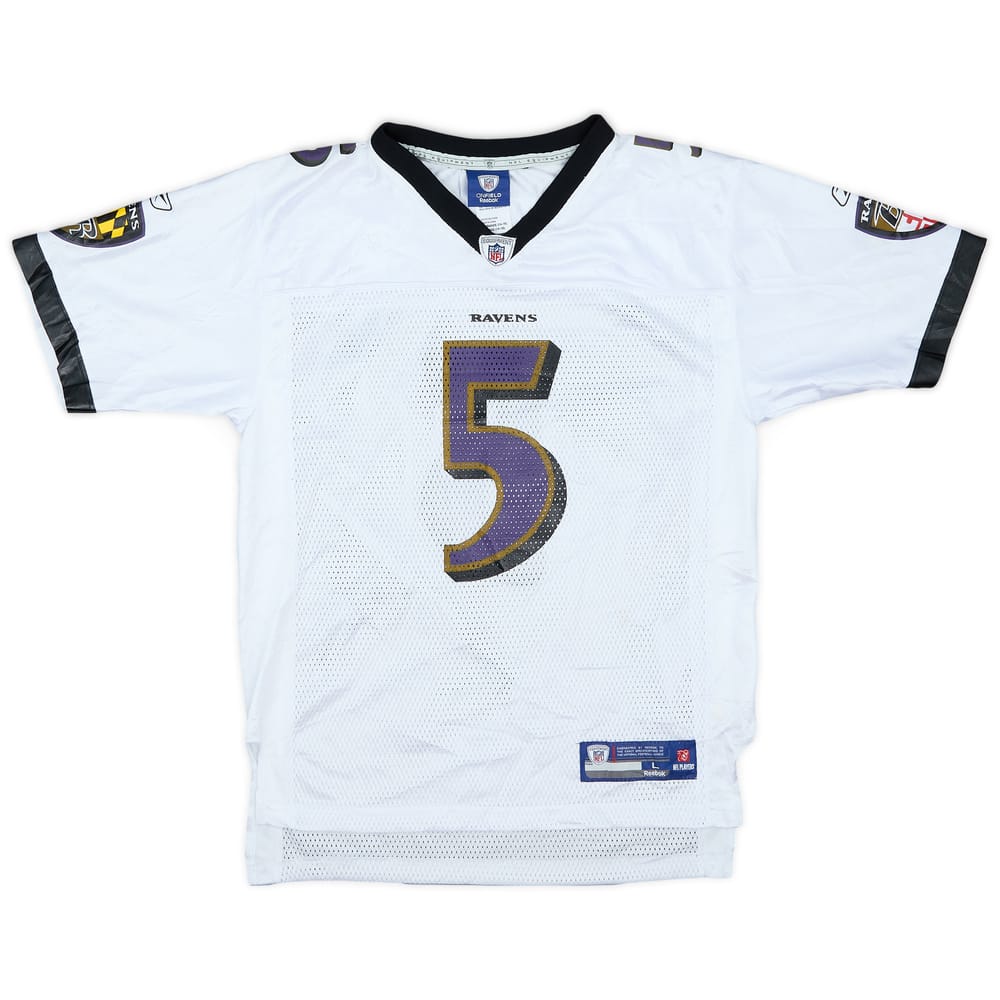 2008-11 Baltimore Ravens Flacco #5 Reebok On Field Away Jersey - 7/10 - (L.Boys)