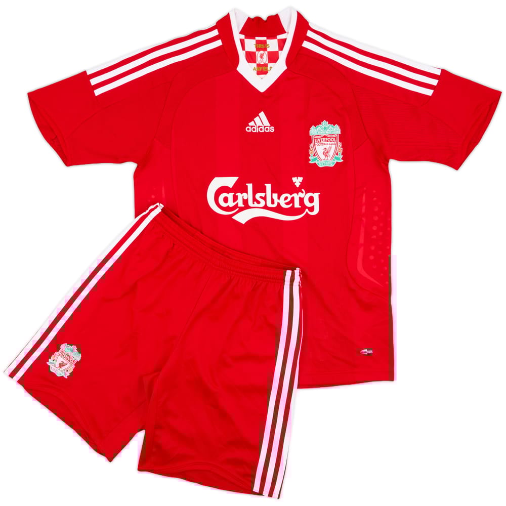 2008-10 Liverpool Home Shirt & Shorts - 8/10 - (L.Boys)