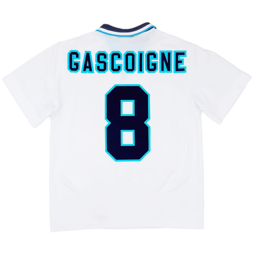 1995-97 England Home Shirt Gascoigne #8 - 8/10 - (M)