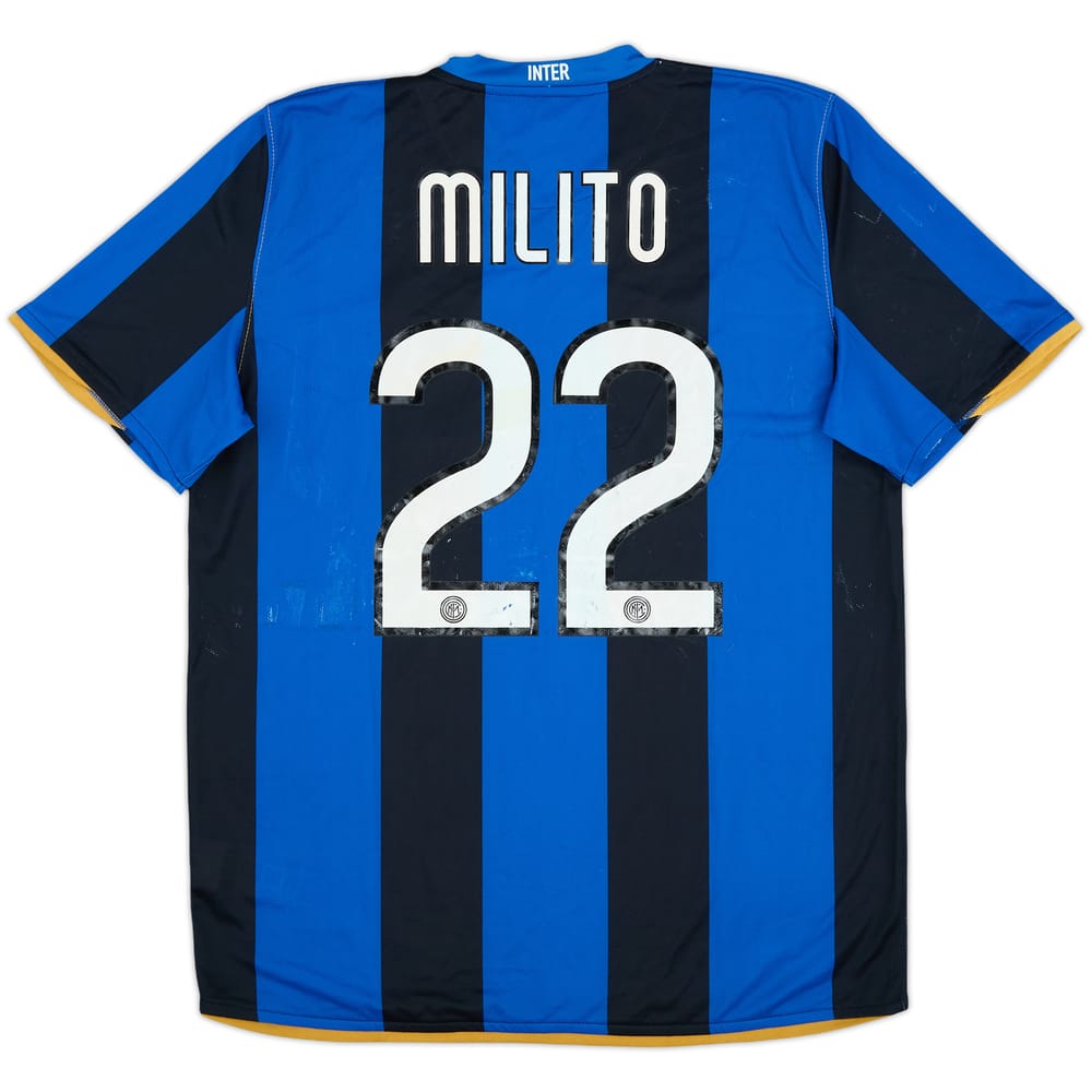 2008-09 Inter Milan Home Shirt Milito #22 (L)