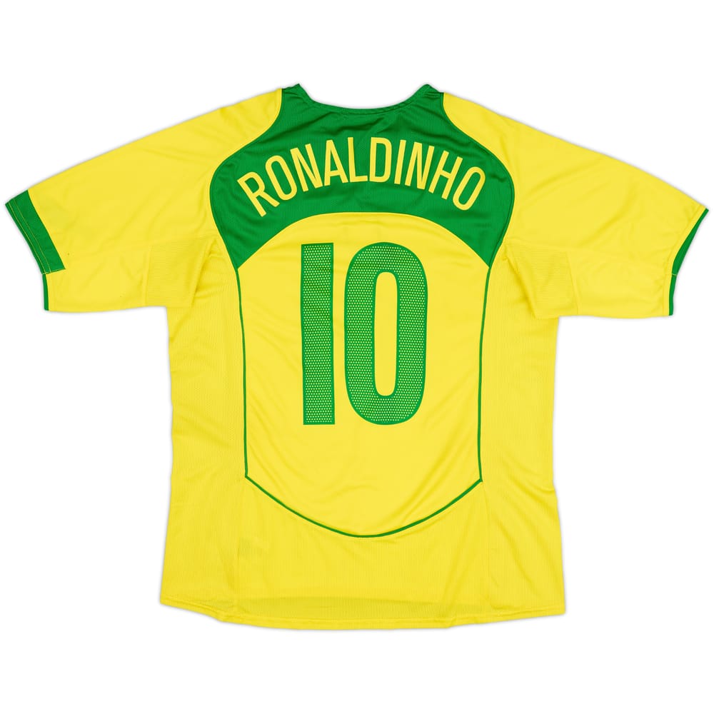 2004-06 Brazil Home Shirt Ronaldinho #10 - 9/10 - (L)