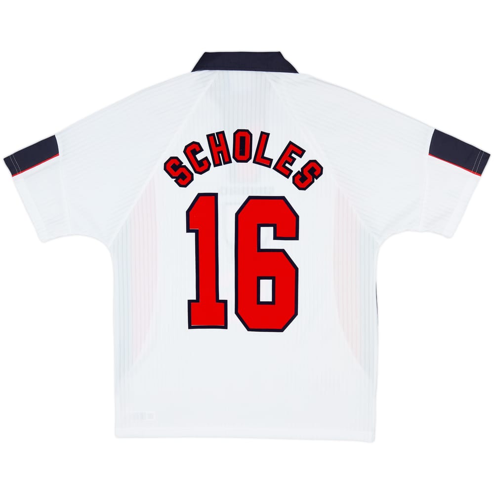 1997-99 England Home Shirt Scholes #16 - 9/10 - (M)
