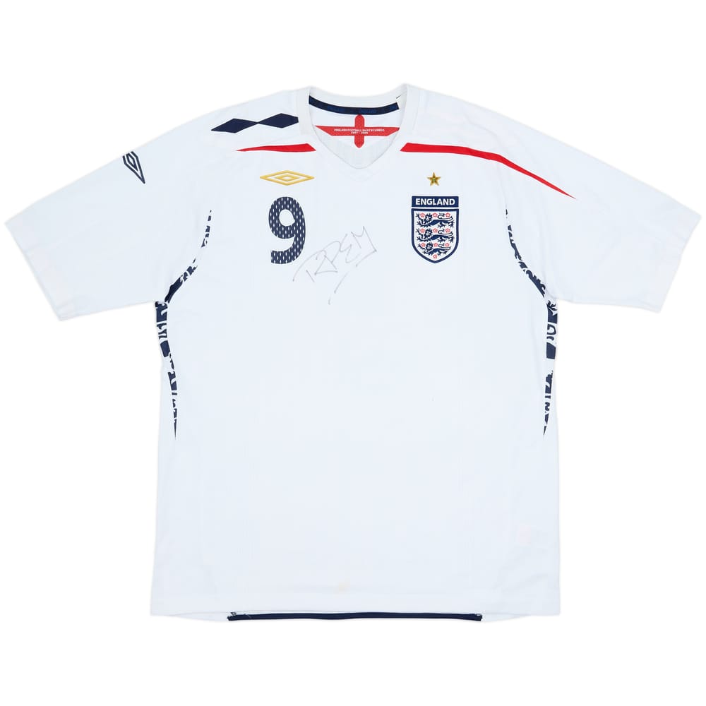 2007-09 England Signed Home Shirt #9 - 6/10 - (XL)