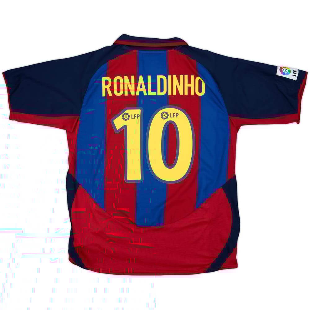 2003-04 Barcelona Home Shirt Ronaldinho #10 - 9/10 - (L)