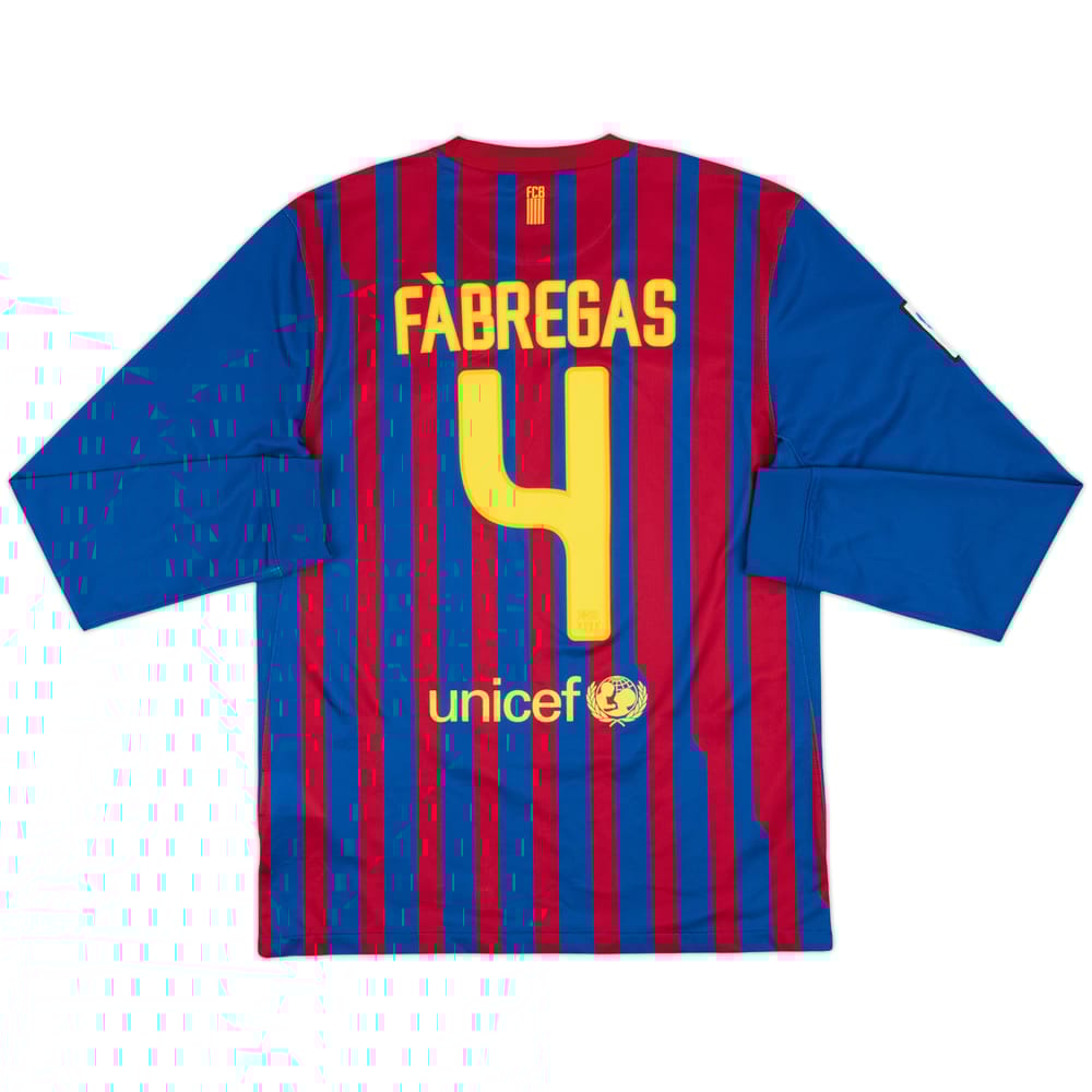 2011-12 Barcelona Home L/S Shirt Fabregas #4 - 9/10 - (M)