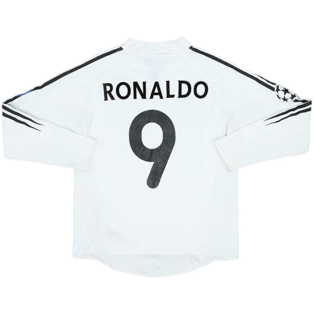 2004-05 Real Madrid Home L/S Shirt Ronaldo #9 - 5/10 - (L.Boys)