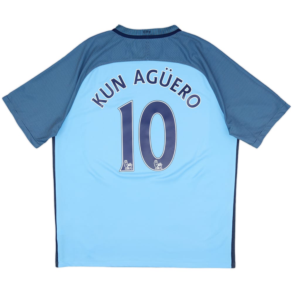 2016-17 Manchester City Home Shirt Kun Aguero #10 - 8/10 - (XL)