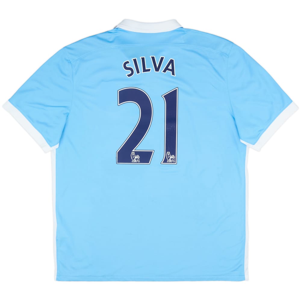 2015-16 Manchester City Home Shirt Silva #21 - 8/10 - (XL)