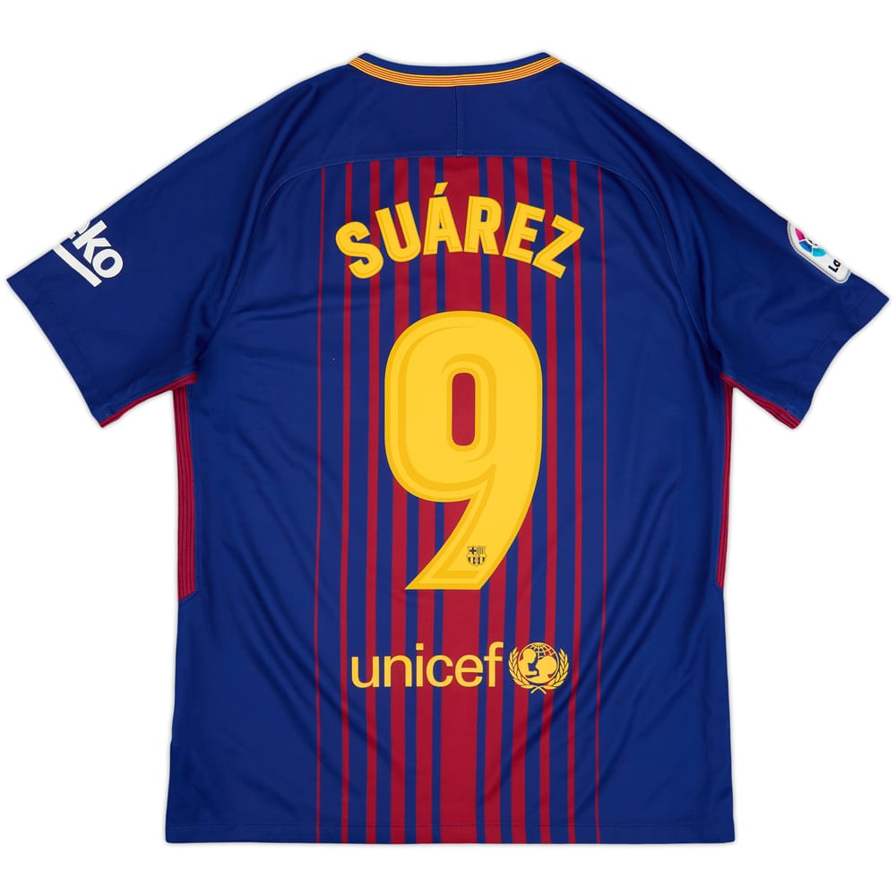 2017-18 Barcelona Home Shirt Suarez #9 - 8/10 - (M)