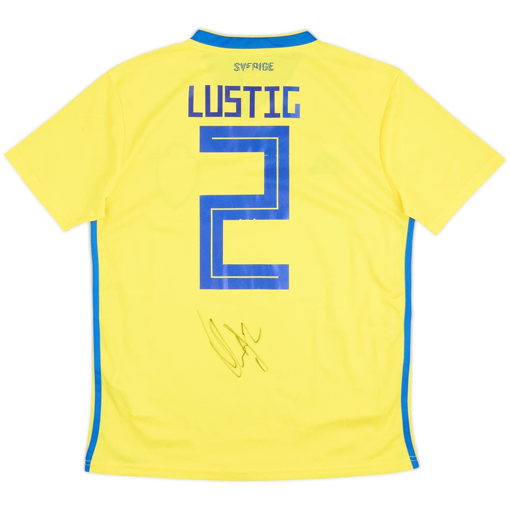 2018-20 Sweden Signed Home Shirt Lustig #2 - 5/10 - (L)