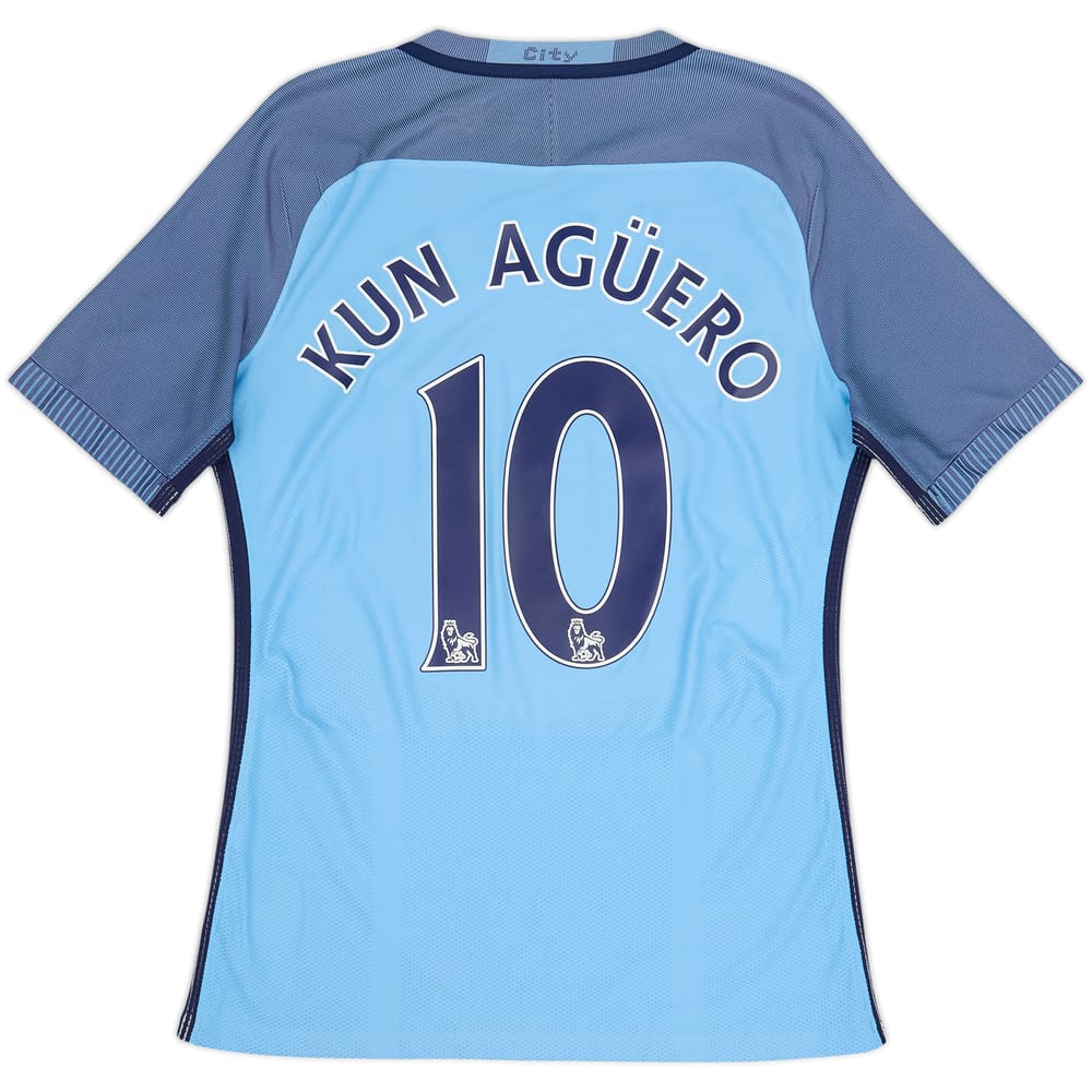 2016-17 Manchester City Player Issue Home Shirt Kun Aguero #10 - 6/10 - (M)