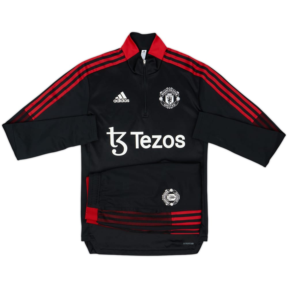 2021-22 Manchester United adidas 1/4 Zip Tracksuit - 8/10 - (S)