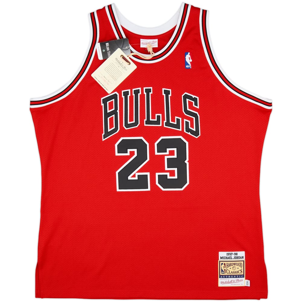 1997-98 Chicago Bulls Jordan #23 Mitchell & Ness Authentic Away Jersey (XXL)
