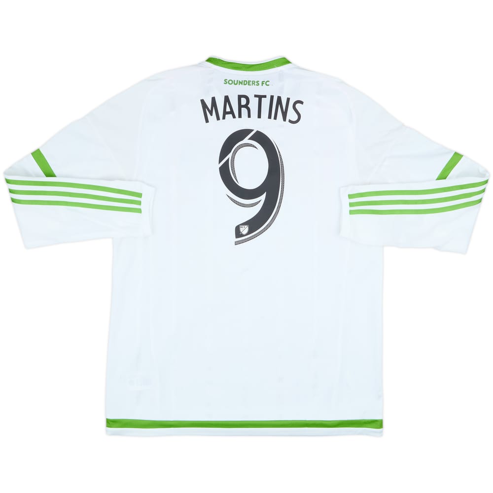 Camiseta auténtica de visitante de manga larga del Seattle Sounders 2015 Martins #9 - 8/10 - (XL)