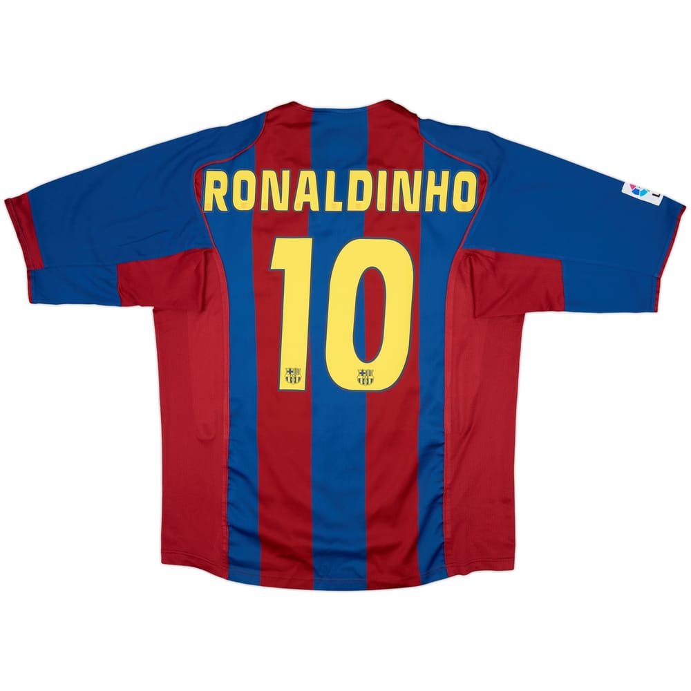 2004-05 Barcelona Home Shirt Ronaldinho #10 - 9/10 - (XL)