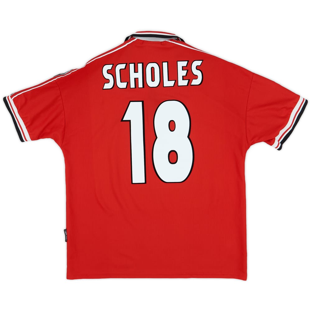 1998-00 Manchester United Home Shirt Scholes #18 - 8/10 - (L)