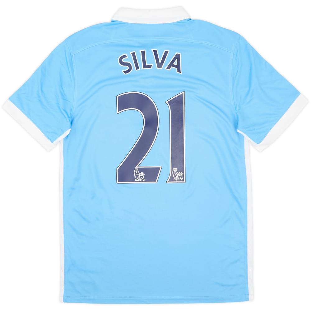 2015-16 Manchester City Home Shirt Silva #21 - 9/10 - (S)