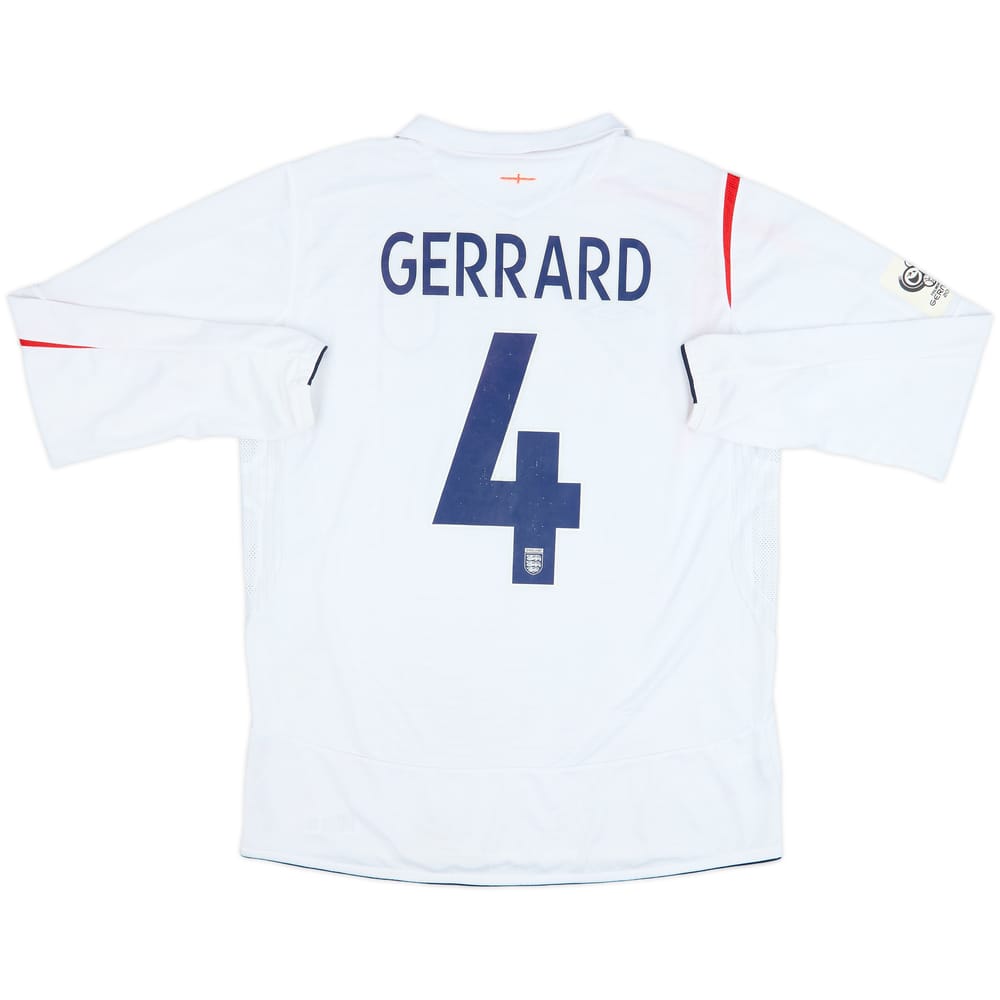 2005-07 England Home L/S Shirt Gerrard #4 - 5/10 - (L)