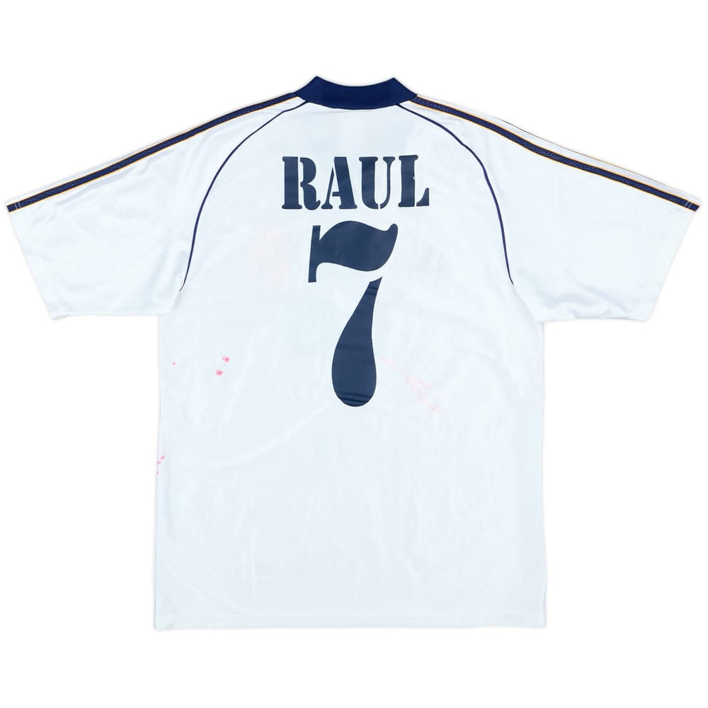 1998-00 Real Madrid 'Signed' Home Shirt Raul #7 - 6/10 - (XL.Boys)