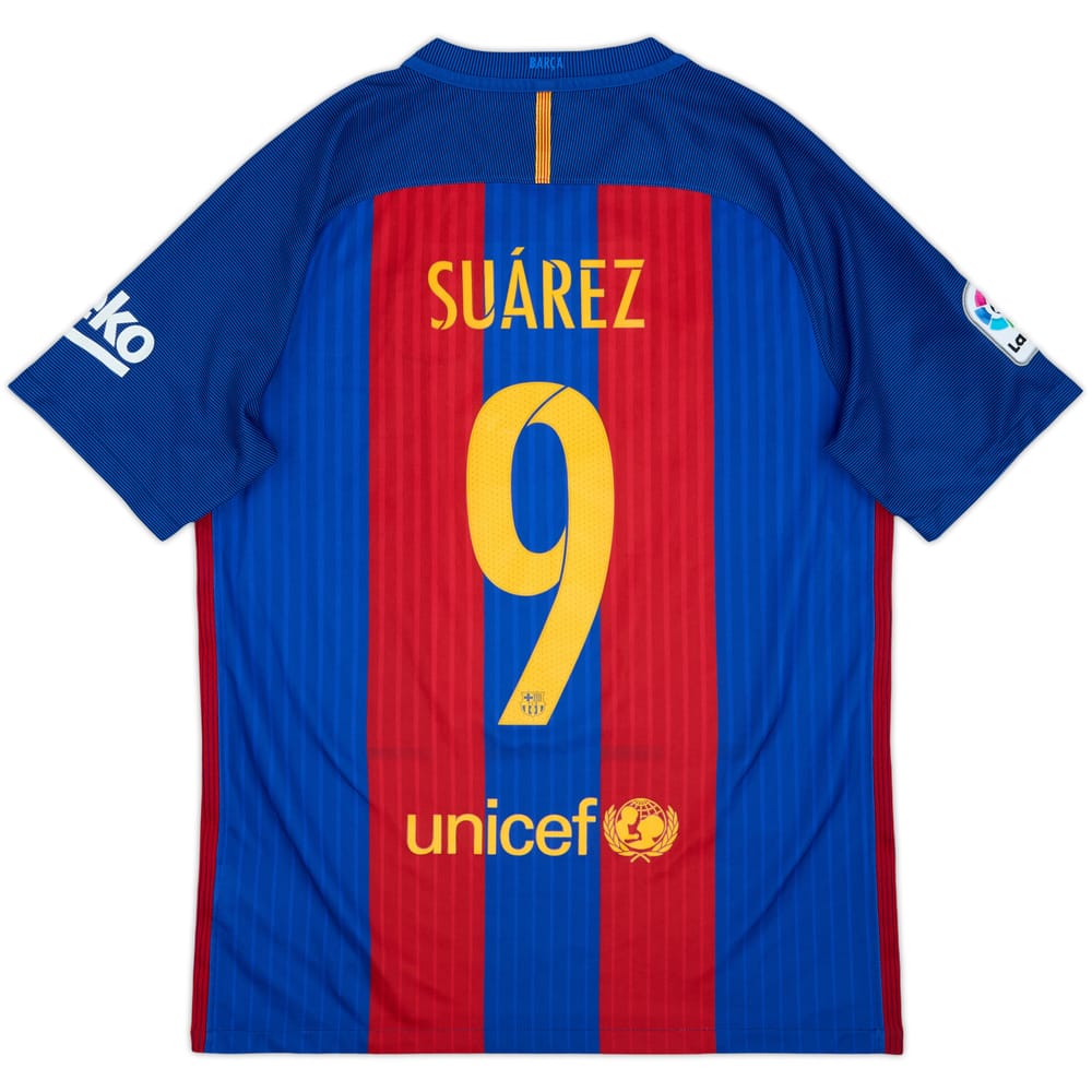 2016-17 Barcelona Home Shirt Suarez #9 - 10/10 - (M)