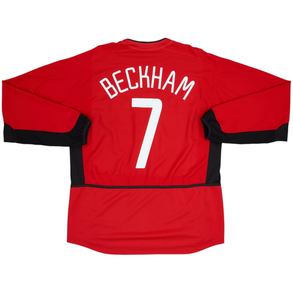 2002-04 Manchester United Local L/S Camiseta Beckham #7 - 8/10 - (L)