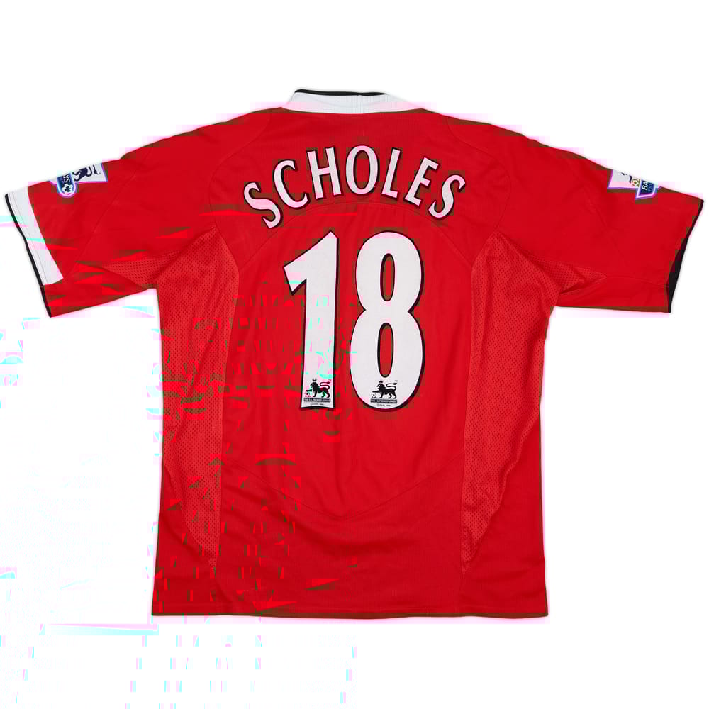2004-06 Manchester United Home Shirt Scholes #18 - 9/10 - (L)