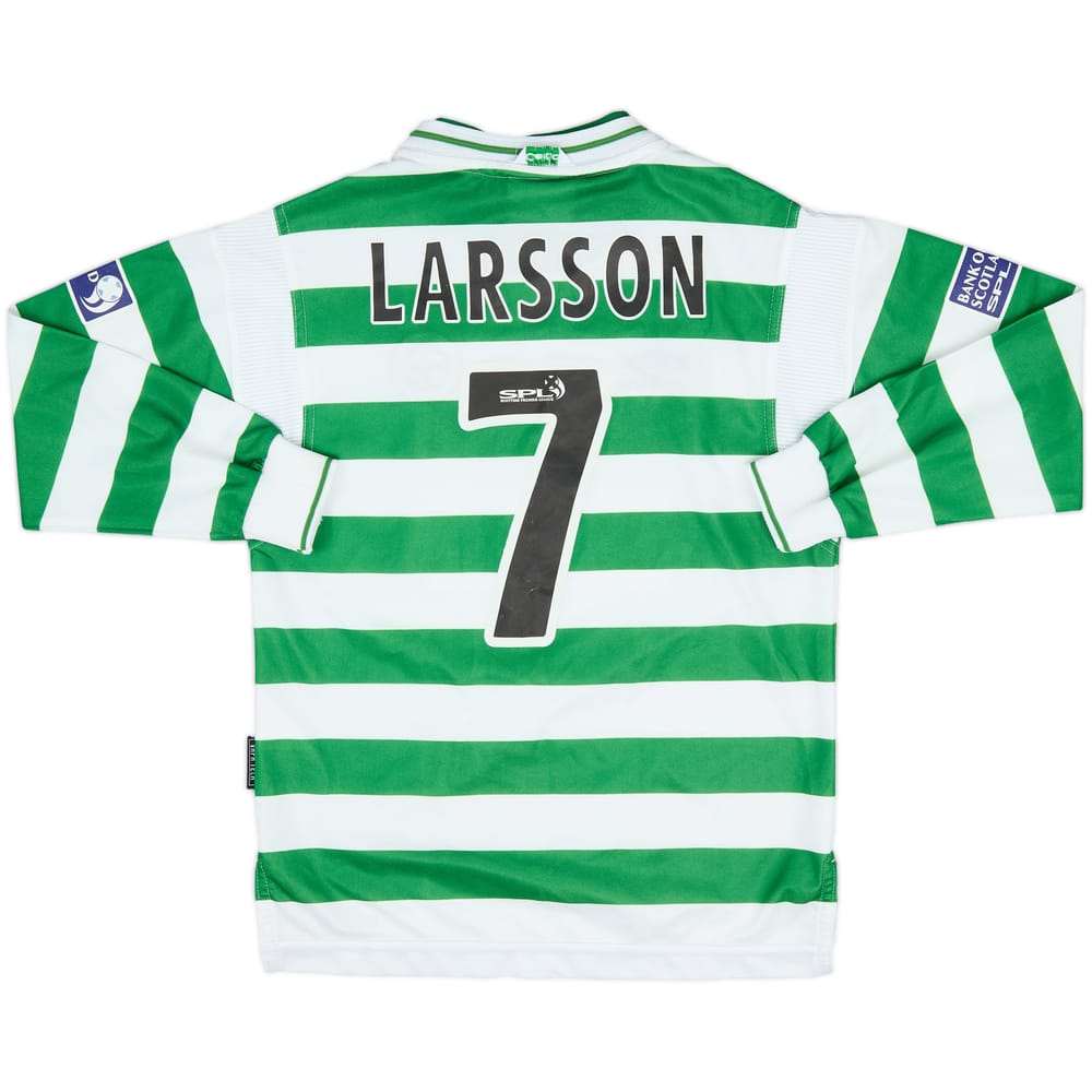 1999-01 Celtic Home L/S Shirt Larsson #7 - 5/10 - (L.Boys)