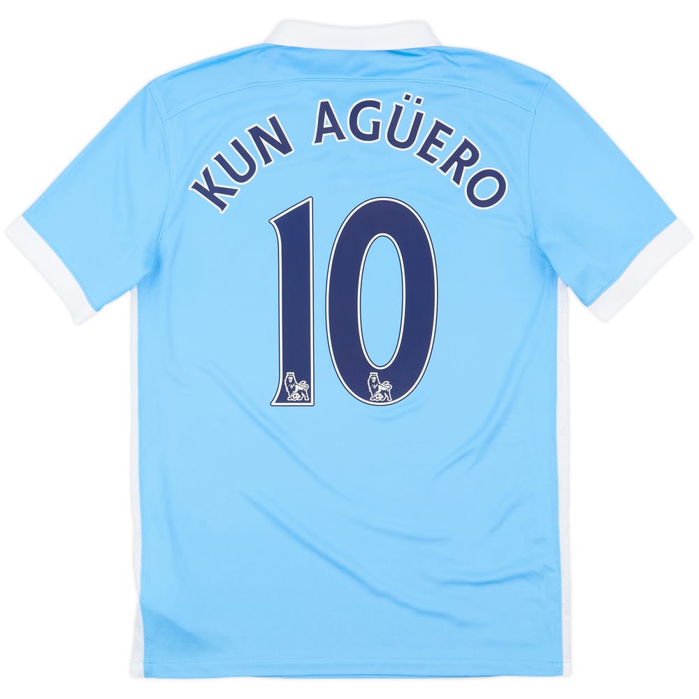 2015-16 Manchester City Home Shirt Kun Aguero #10 - 10/10 - (S)