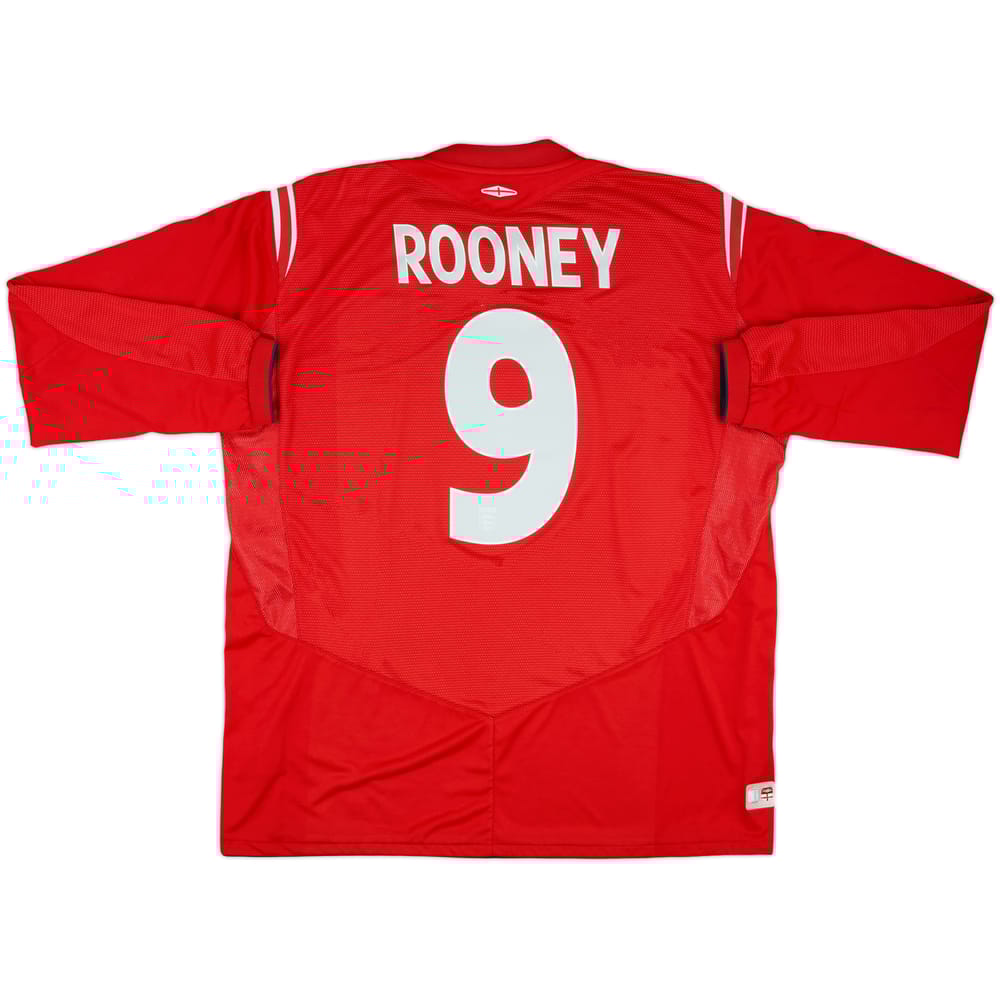 2004-06 England Away L/S Shirt Rooney #9 - 8/10 - (XXL)