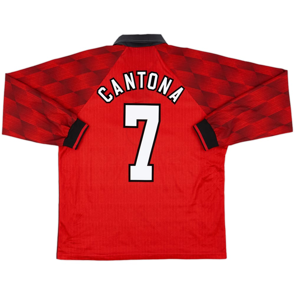 1996-98 Manchester United Home L/S Shirt Cantona #7 - 9/10 - (L)