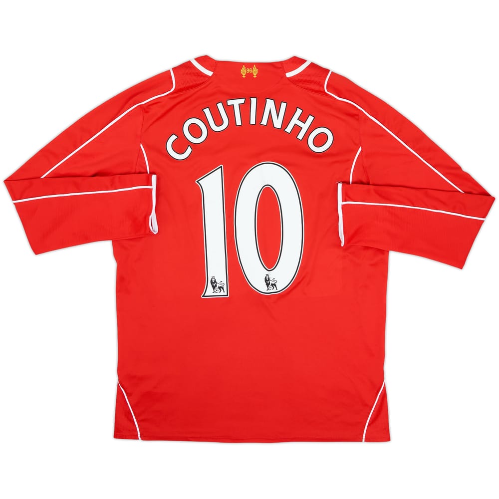 2014-15 Liverpool Home L/S Shirt Coutinho #10 - 5/10 - (L)