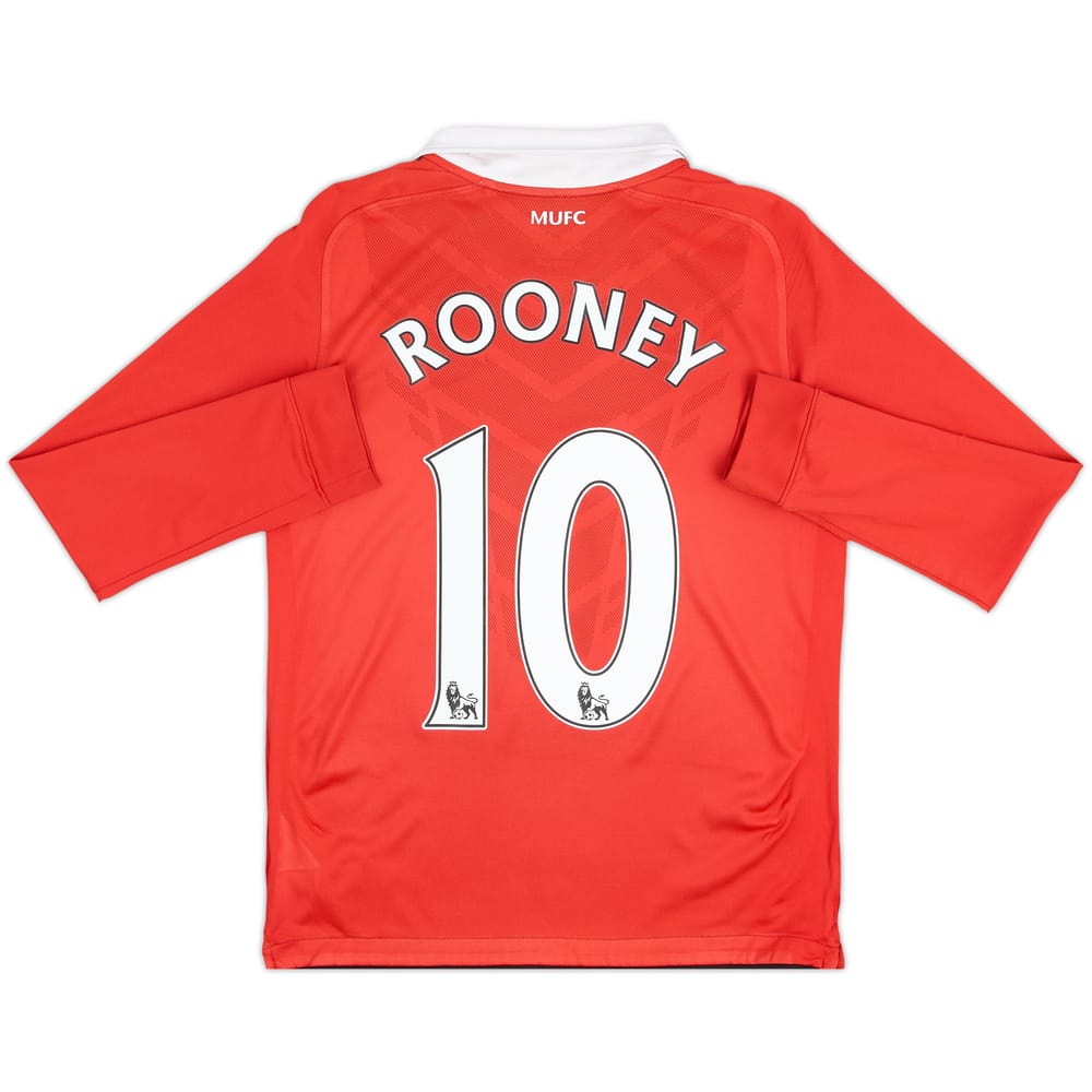 2010-11 Manchester United Home L/S Shirt Rooney #10 - 8/10 - (12-13 Years)
