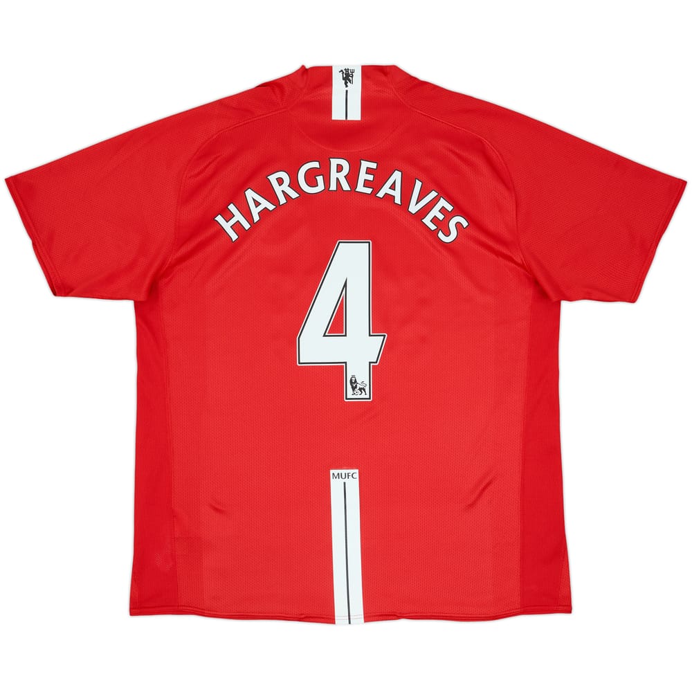 2007-09 Manchester United Home Shirt Hargreaves #4 - 9/10 - (XL)