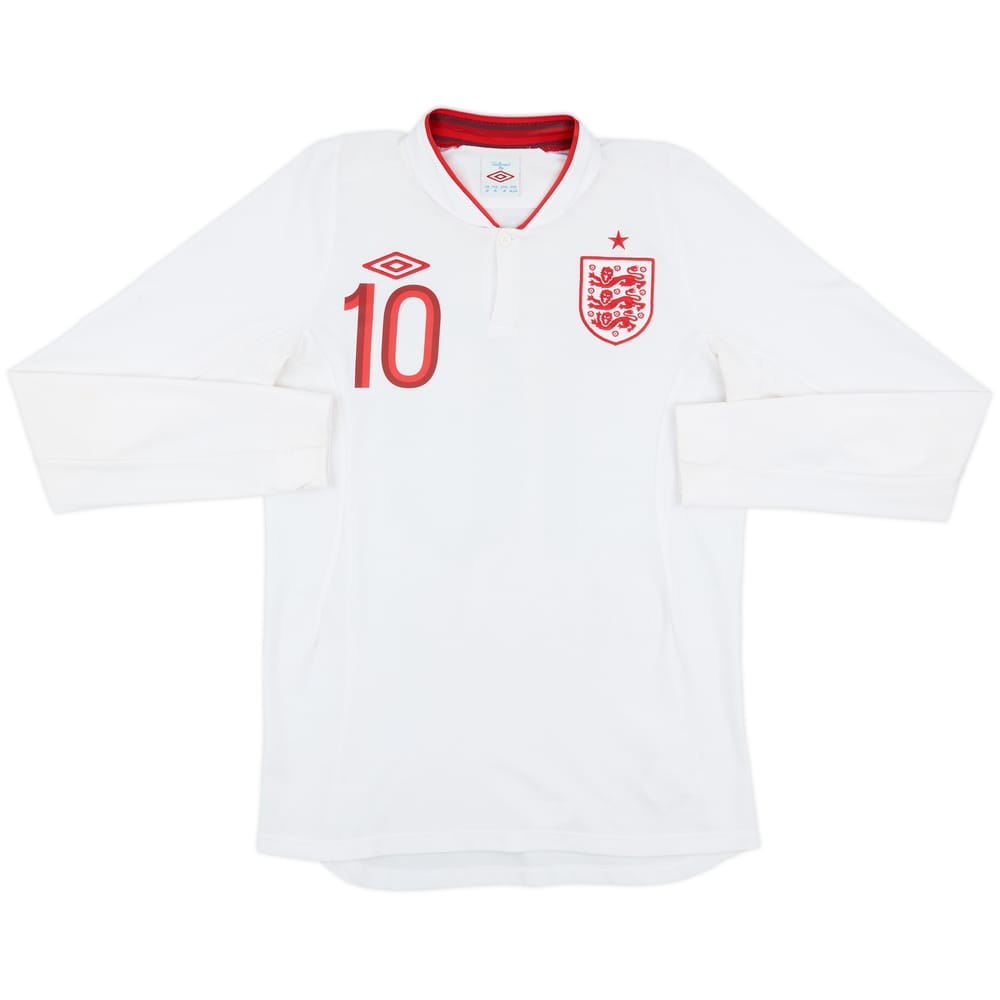 2012-13 England Home L/S Shirt Rooney #10 - 8/10 - (M)