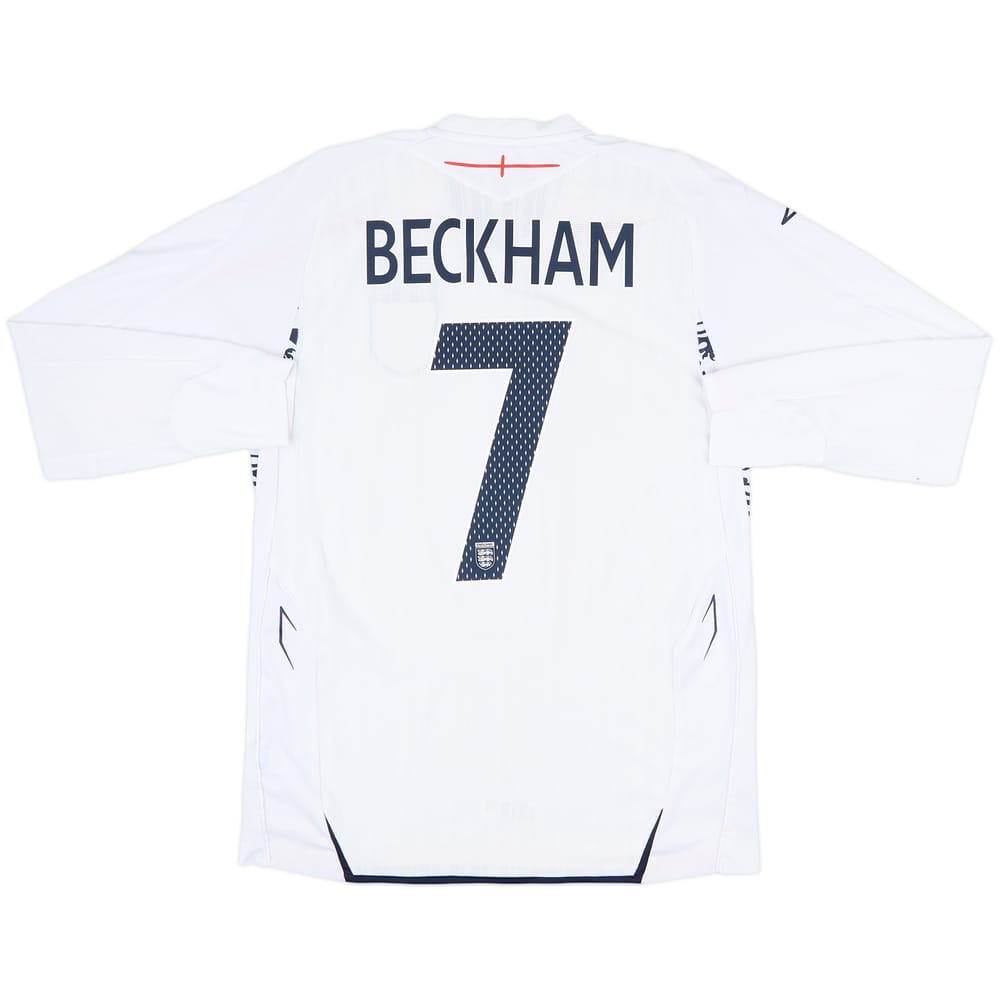 2007-09 England Home L/S Shirt Beckham #7 - 7/10 - (M)