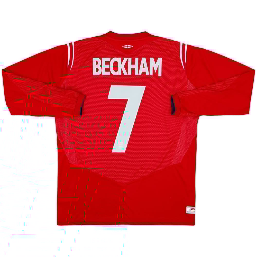 2004-06 England Away L/S Shirt Beckham #7 - 7/10 - (L)
