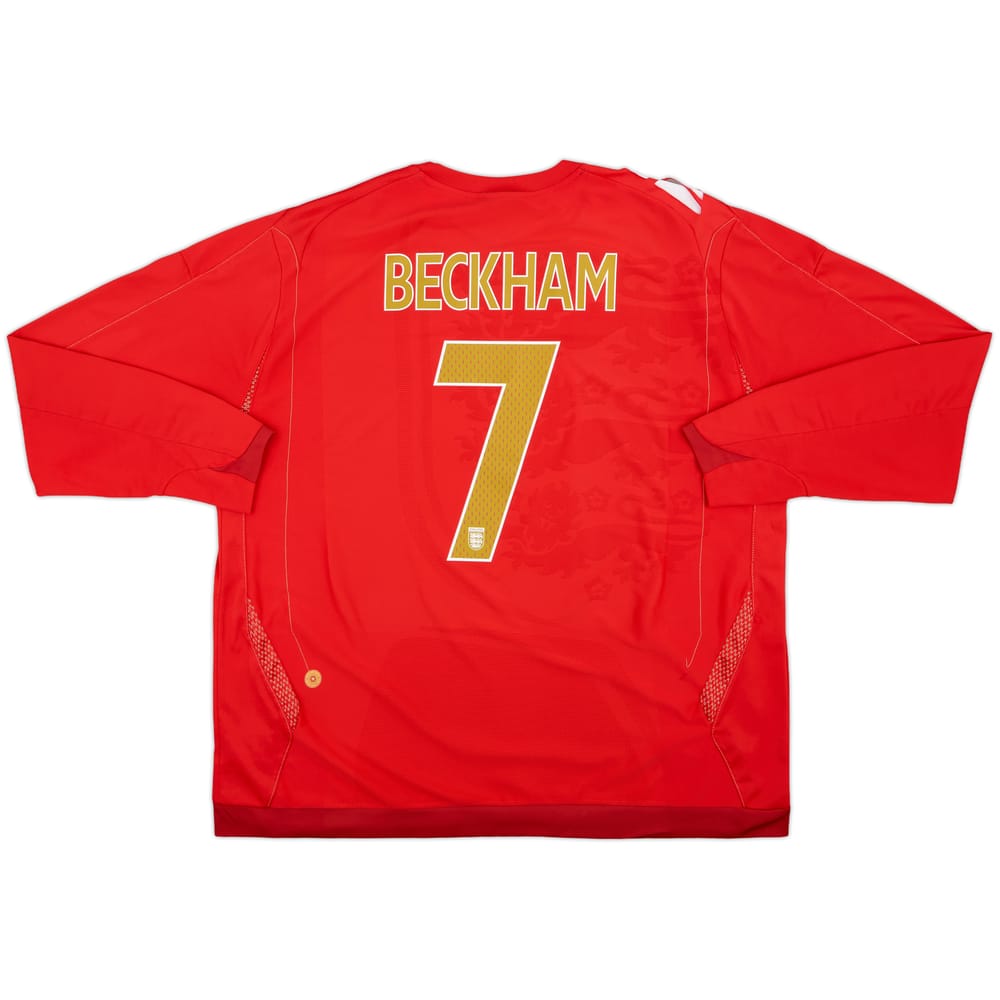 2006-08 England Away L/S Shirt Beckham #7 - 6/10 - (3XL)