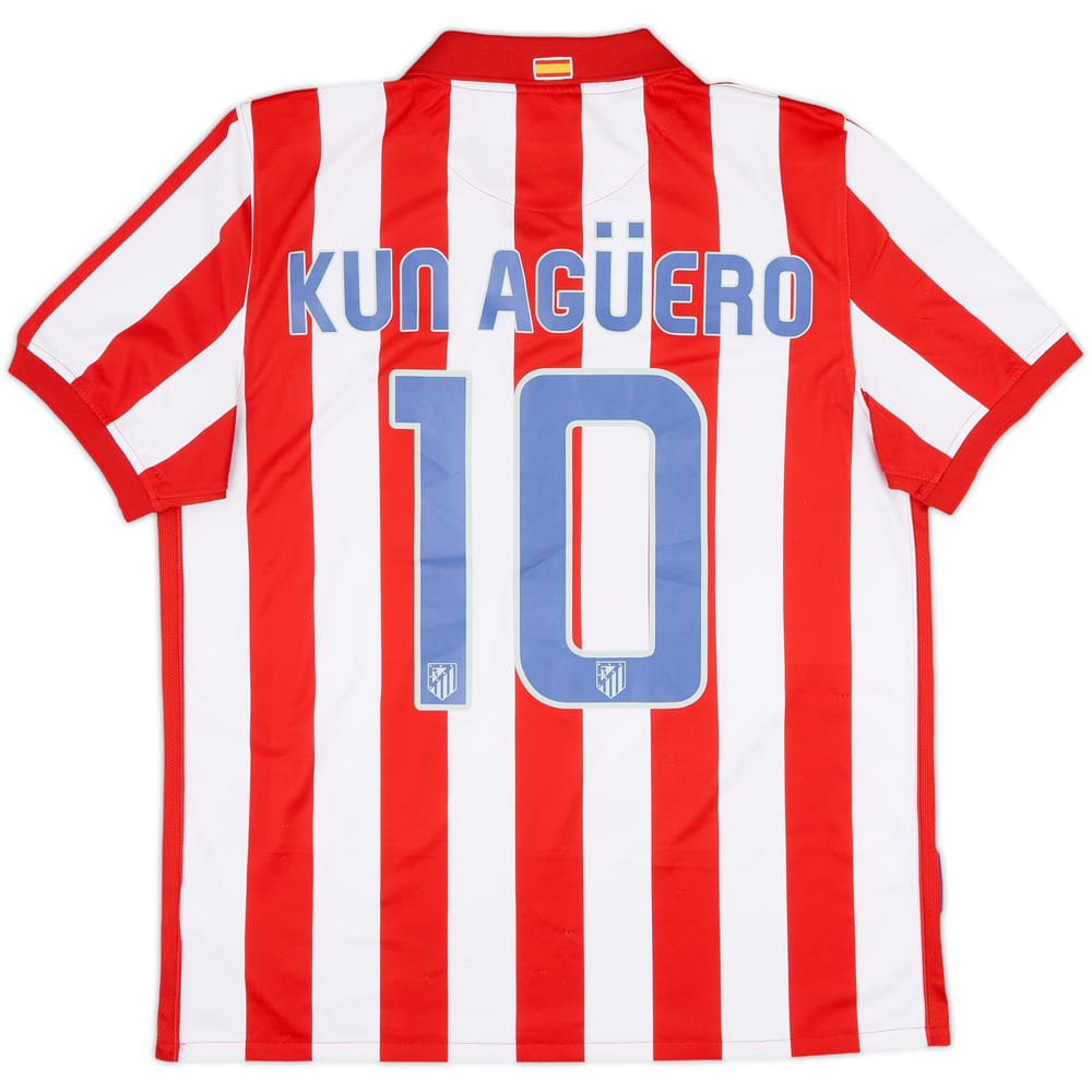 2009-10 Atletico Madrid Home Shirt Kun Aguero #10 - 8/10 - (L)