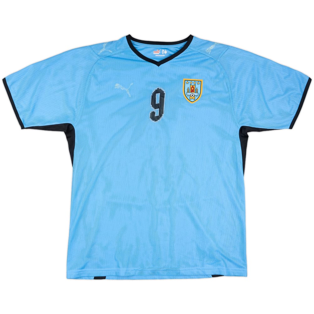 2008-10 Uruguay Home Shirt #9 (Suarez) - 5/10 - (L)
