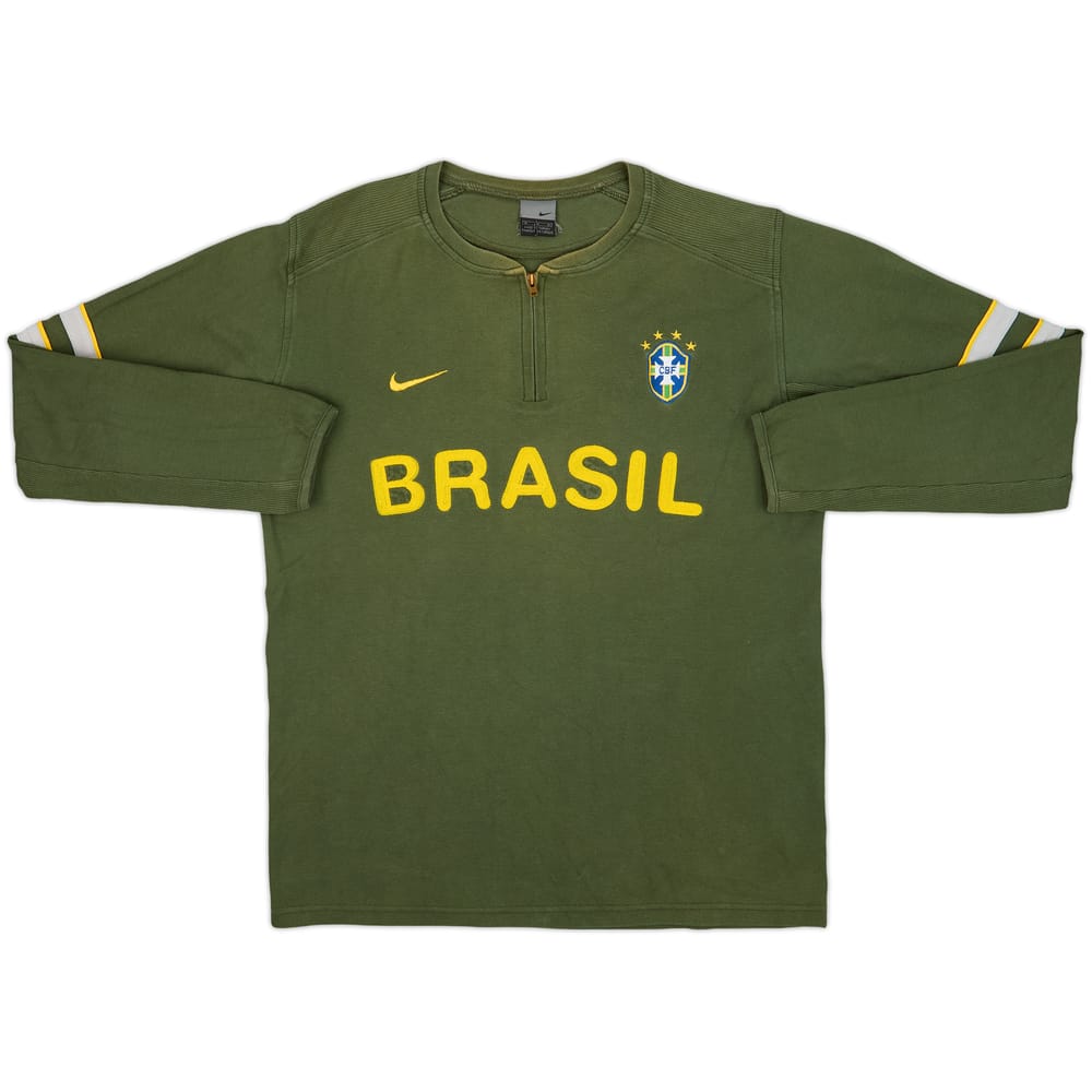 2002-04 Brazil Nike 1/4 Zip Sweat Top - 7/10 - (M)