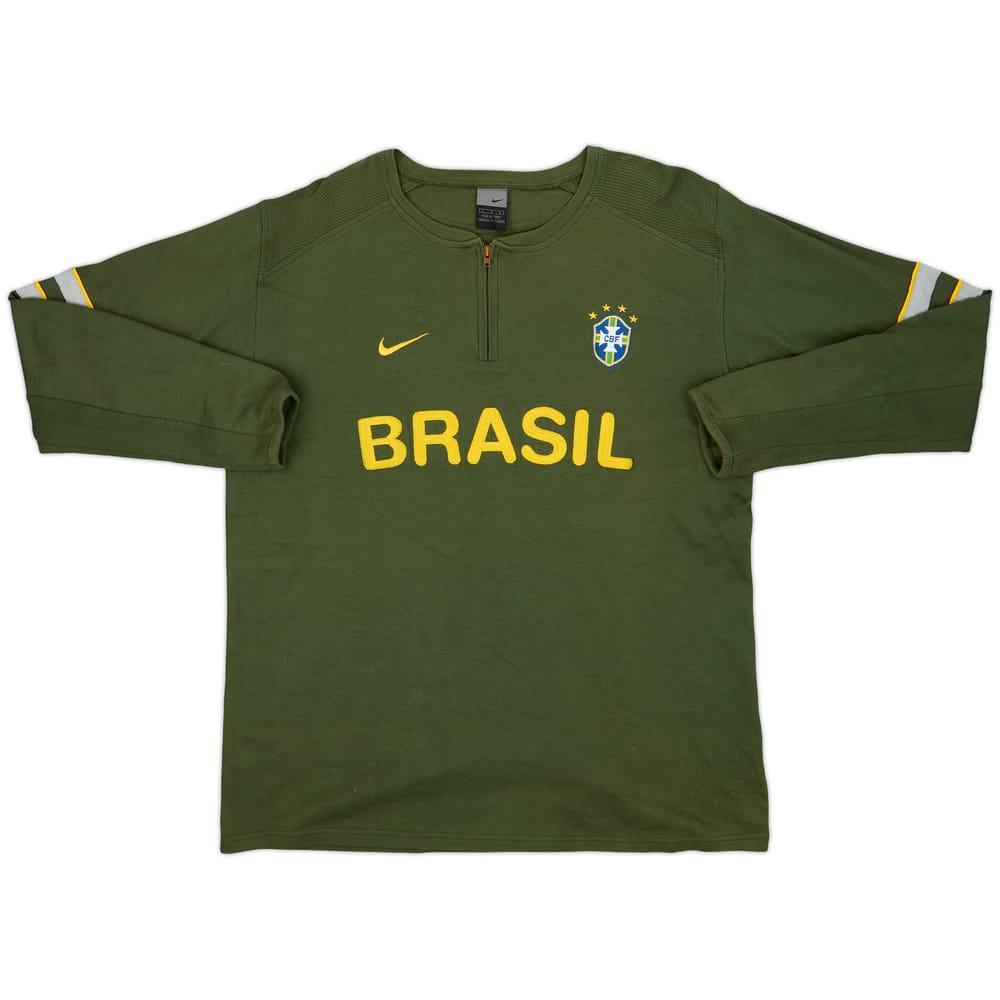2002-04 Brazil Nike 1/4 Zip Sweat Top - 8/10 - (L)