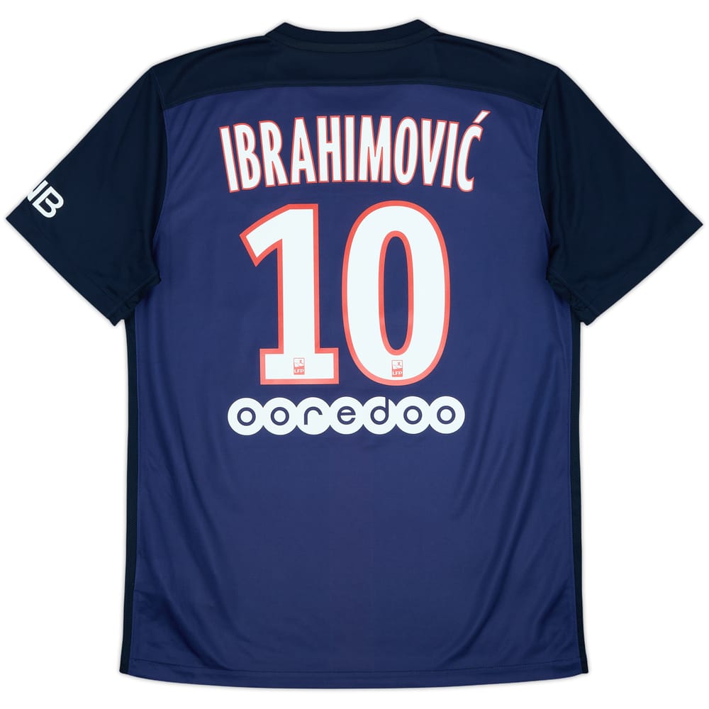 2015-16 Paris Saint-Germain Home Shirt Ibrahimovic #10 - 8/10 - (M)