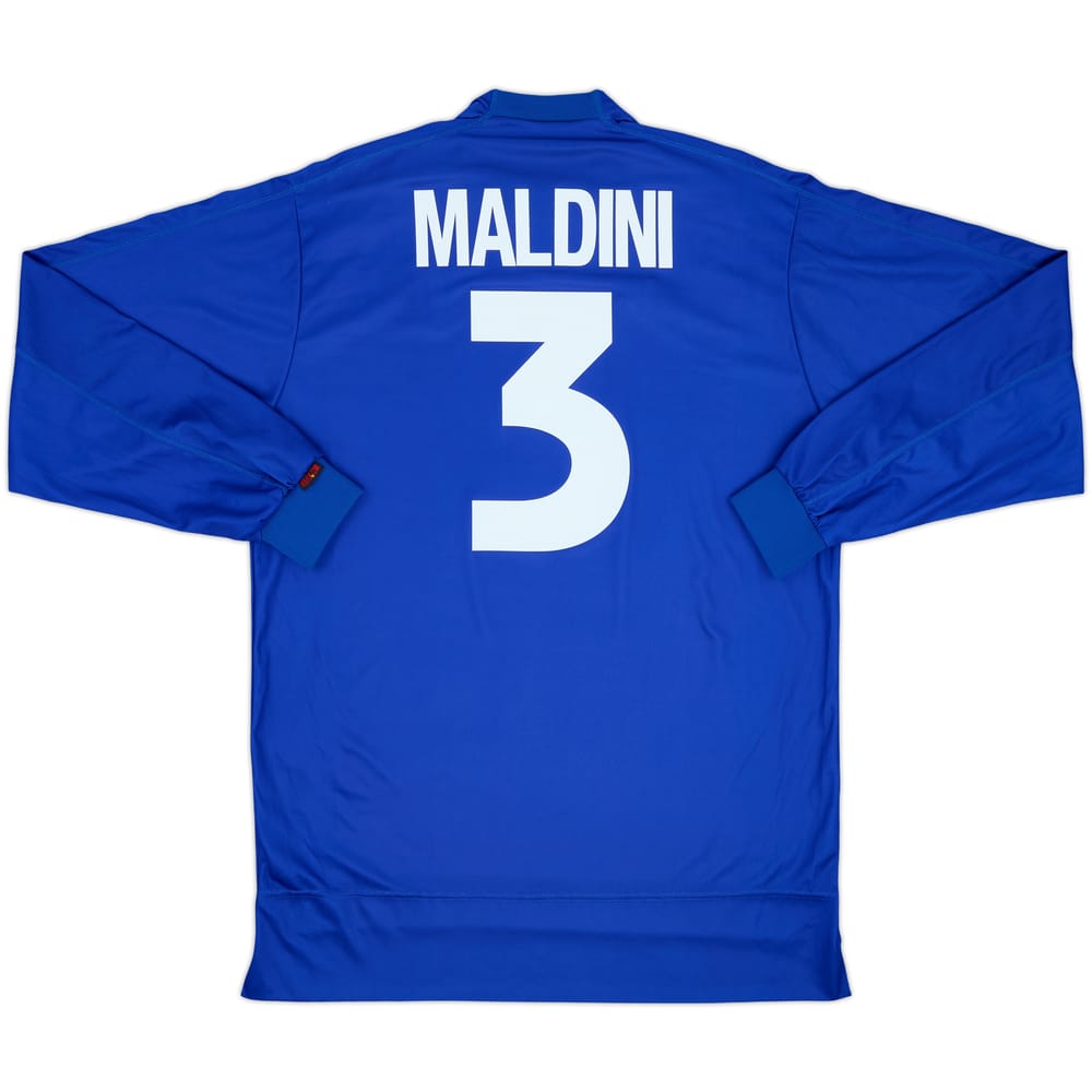 1998-99 Italy Home L/S Shirt Maldini #3 - 10/10 - (XL)