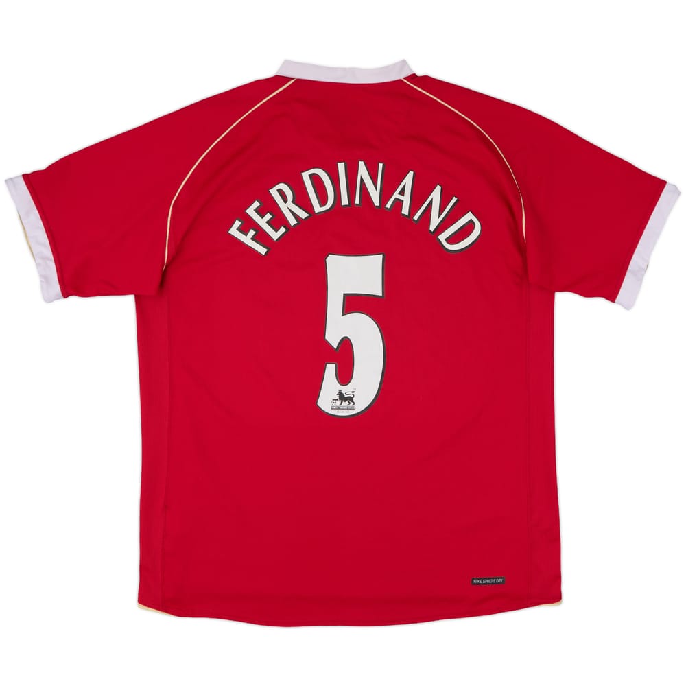 2006-07 Manchester United Home Shirt Ferdinand #5 - 8/10 - (L)