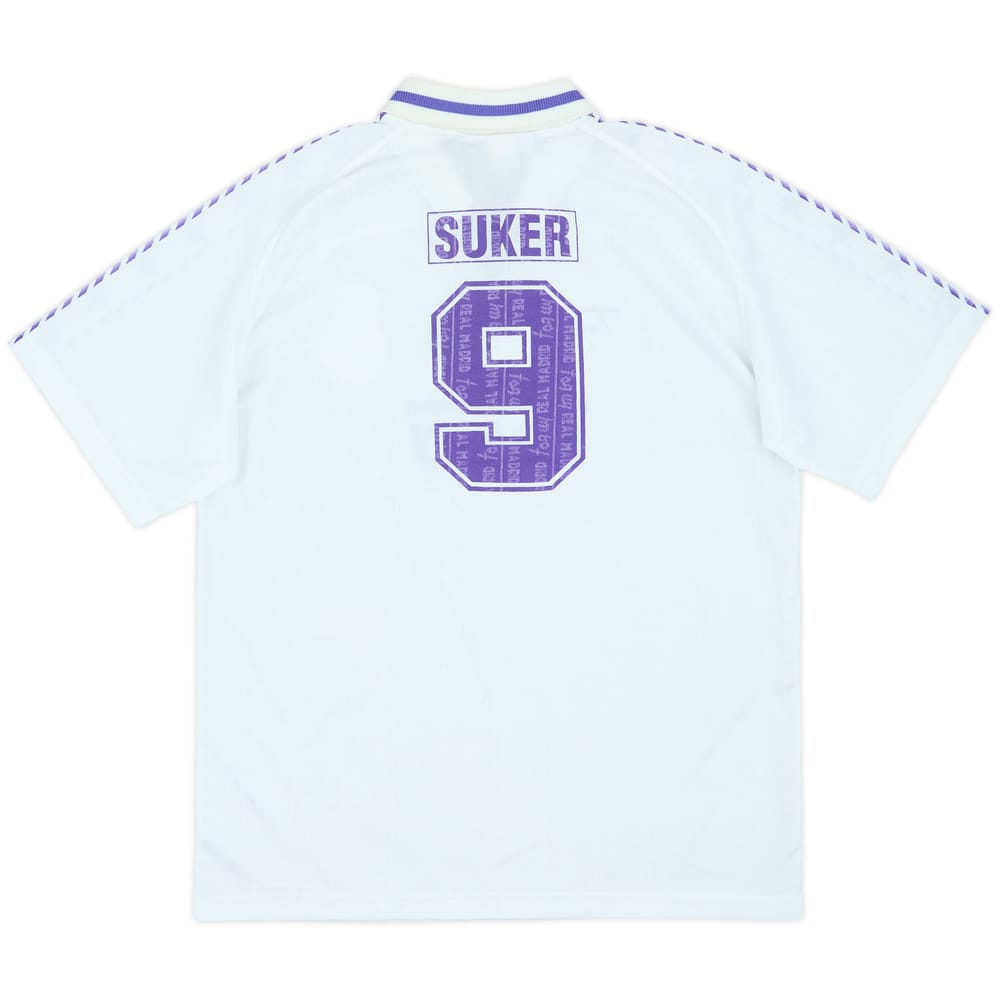 1996-97 Real Madrid Taquy Home Shirt Suker #9 - 9/10 - (XL.Boys)